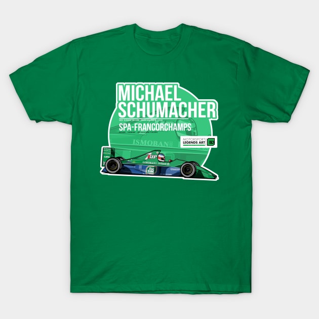 Michael Schumacher - 1991 Spa T-Shirt by EvanDeCiren